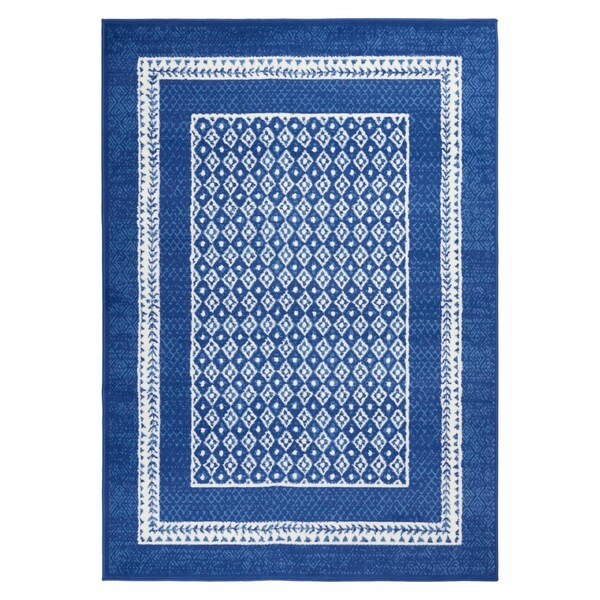 Homeroots 5 x 7 ft. Navy & Ivory Geometric Area Rug 385884 - main